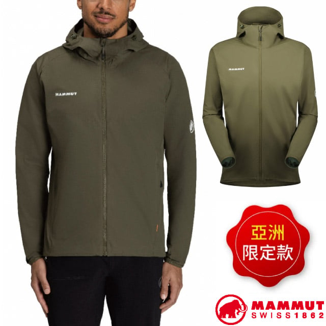 【MAMMUT 長毛象】男GRANITE SO Hooded防潑水軟殼連帽外套/1011-00322-40233 綠鬣蜥✿30E010